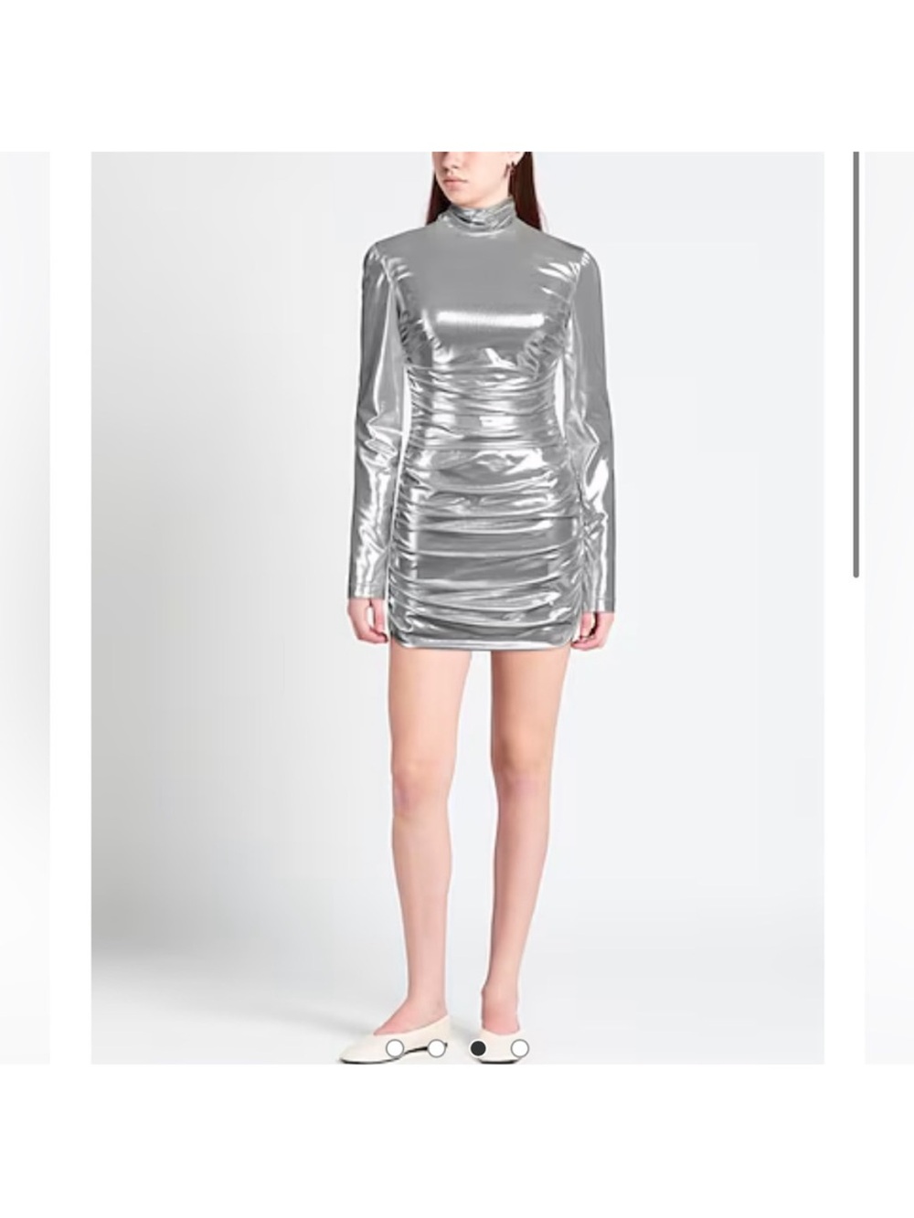 Dolce & Gabbana Metallic Silver Long-Sleeve  Mini Dress